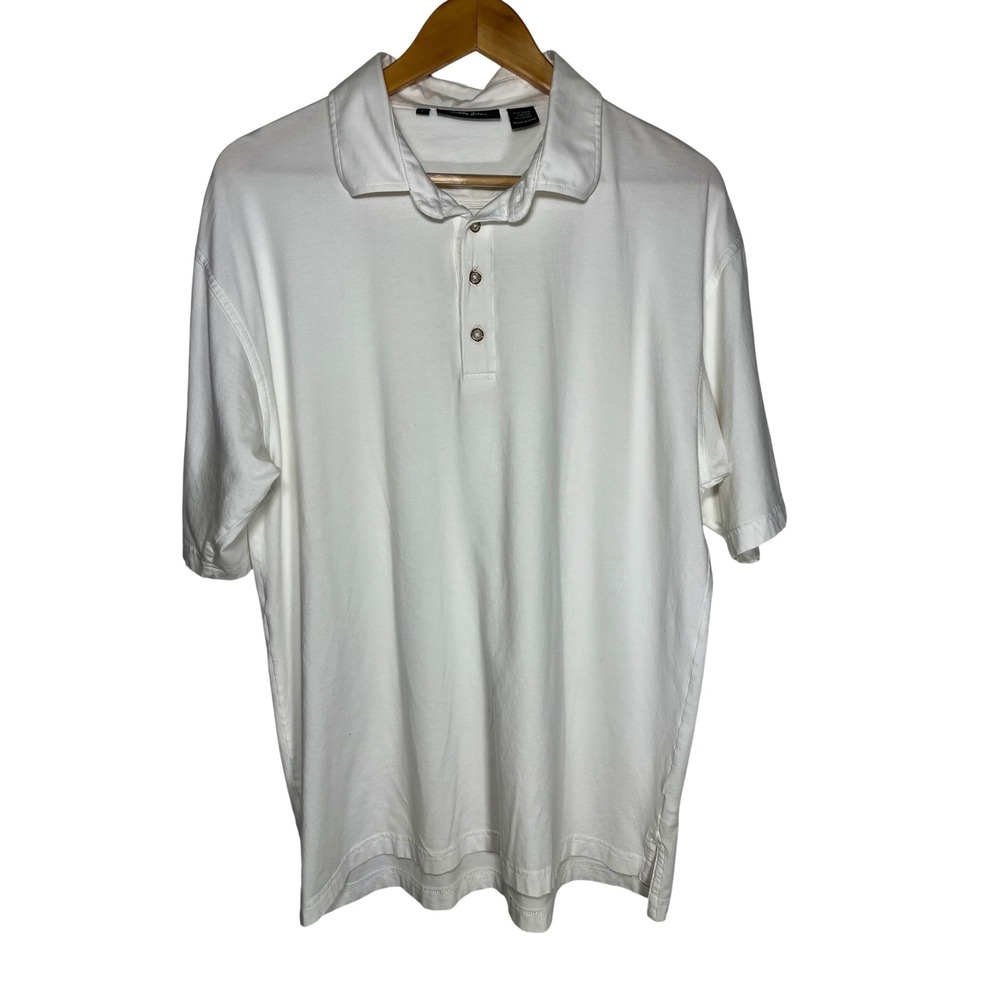 Bobby Jones Polo Shirt Mens Large White Golf Pima Cotton Stretch Short‎ Sleeve